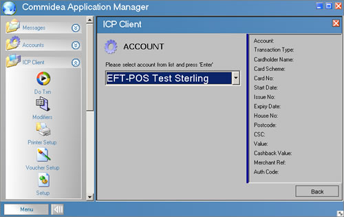 icp client - choose account to process transaction