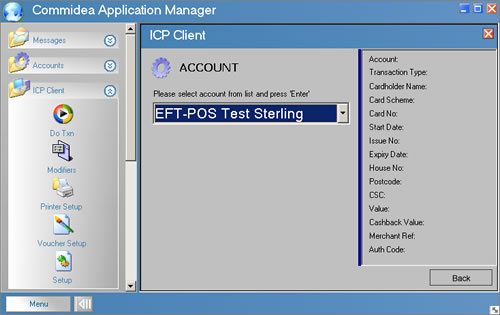 icp client - choose account to process transaction