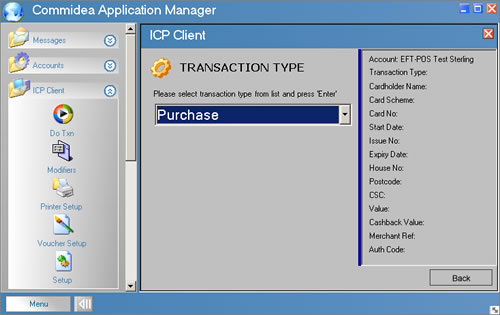 icp client - choose transaction type