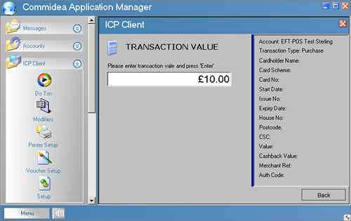 icp client - card transaction value