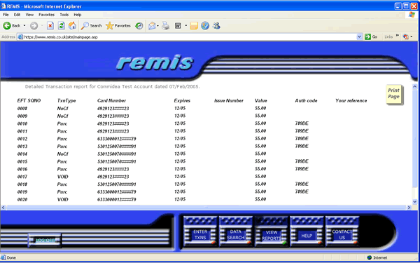 remis detailed transaction report